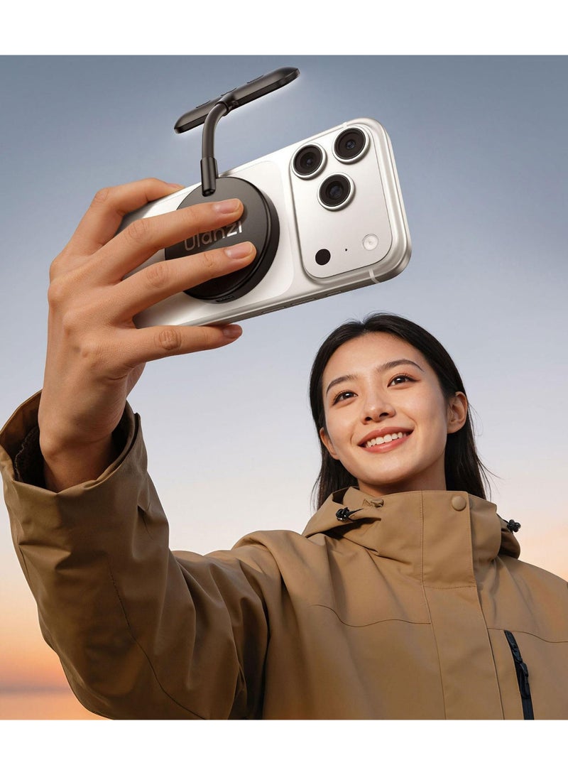 Ulanzi Magnetic LED Selfie Fill Light With Front & Back Phone, Rechargeable ,5 Modes, Light for Phone 17 Pro Max/17 pro/Samsung/Pad/AirPods/ iPad/Huawei/Xiaomi/Vivo/Oppo and More/Tablet/Laptop, Zoom Call TikTok Video Fill Light, Small LED Camera Video Recording Lighting - Image 2